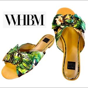White House Black Market Tropical Faux Jeweled Slippers (7.5M)